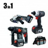 סט פטישון+מברגת אימפקט+משחזת Hunter 102700-002 - עם שתי סוללות 3Ah סט פטישון+מברגת אימפקט+משחזת Hunter 102700-002 - עם שתי סוללות 3Ah