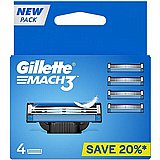 סכיני גילוח רב פעמיים Gillette MACH 3 לגברים ארבעה להבים - סך הכל 4 סכינים סכיני גילוח רב פעמיים Gillette MACH 3 לגברים ארבעה להבים - סך הכל 4 סכינים