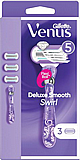 סכין גילוח רב פעמי Gillette Venus Deluxe Smooth Swirl לנשים חמישה להבים + ידית - כולל 3 סכינים סכין גילוח רב פעמי Gillette Venus Deluxe Smooth Swirl לנשים חמישה להבים + ידית - כולל 3 סכינים