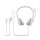 אוזניות קשת חוטיות Logitech H390 בצבע לבן אוזניות קשת חוטיות Logitech H390 בצבע לבן
