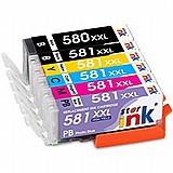סט 5 ראשי דיו תואמים Canon PGI580XXLBK + CLI581XXL סט 5 ראשי דיו תואמים Canon PGI580XXLBK + CLI581XXL